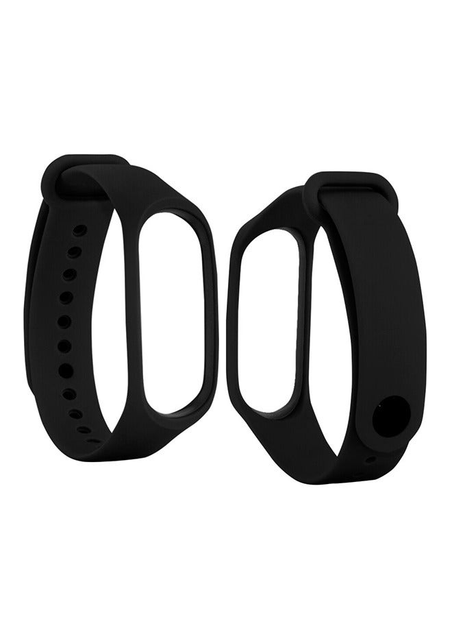 Sports Silicone Wrist Strap For Xiaomi Mi Band 5 -Black - Image 4