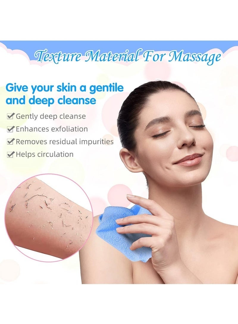 يلا جوي 4 قطع من فرشاة تقشير الظهر بمقابض، ليفة استحمام من النايلون بطول ممتد لتقشير الجسم، حزام غسيل قابل للتمدد للرجال والنساء (أزرق + رمادي) - Image 2