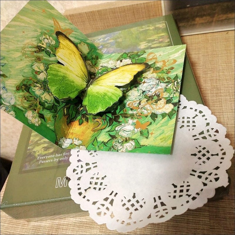 كاست ويف بطاقة معايدة على شكل فراشة وزهرة منبثقة، بطاقة معايدة ثلاثية الأبعاد مع مغلف، بطاقات احتفال، هدايا مصنوعة يدويًا للنساء والزوجات والابنات وعيد الأم وأذكركم بالذكرى السنوية - Image 5