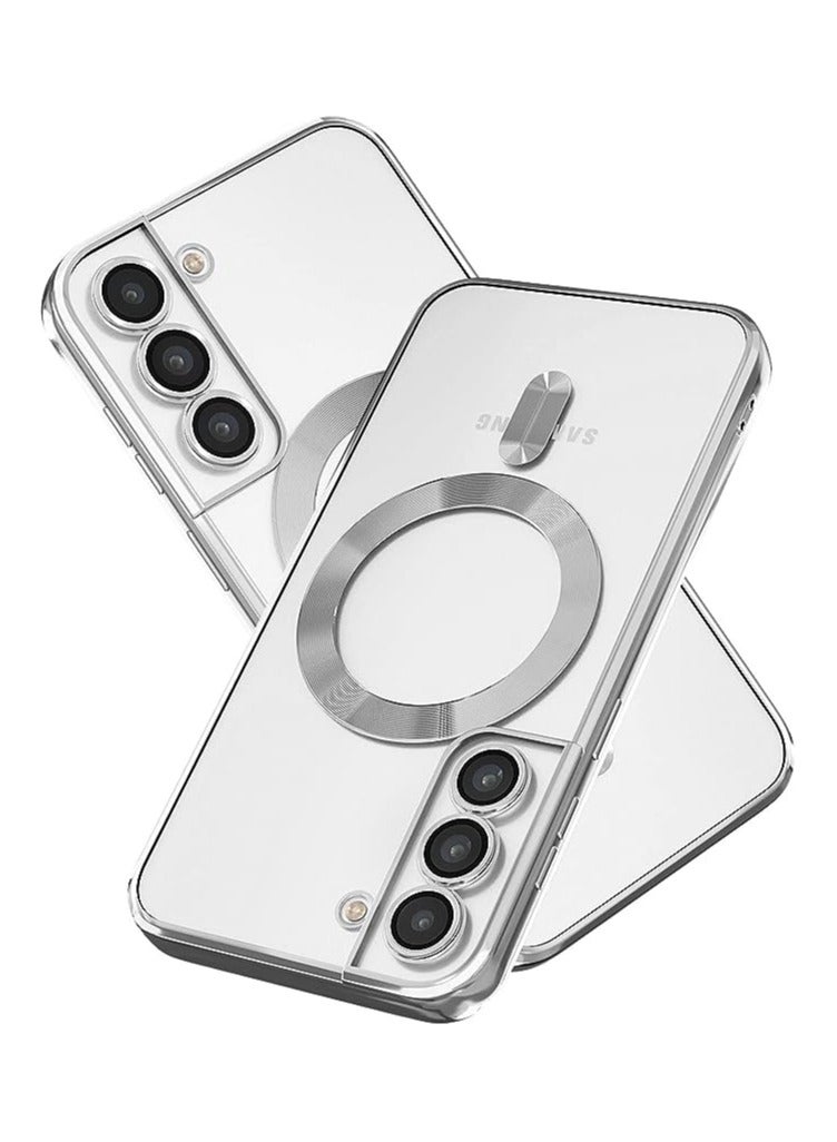 Compatible Galaxy S21 Plus Case with Camera Lens Protector (Compatible with MagSafe) Magnetic Anti-Scratch Shockproof Protective Samsung Galaxy S21+ Case for Women Men - Silver - Image 1
