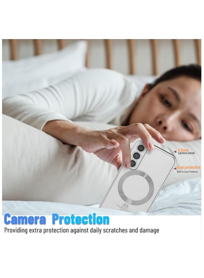 Compatible Galaxy S21 Plus Case with Camera Lens Protector (Compatible with MagSafe) Magnetic Anti-Scratch Shockproof Protective Samsung Galaxy S21+ Case for Women Men - Silver - Image 2