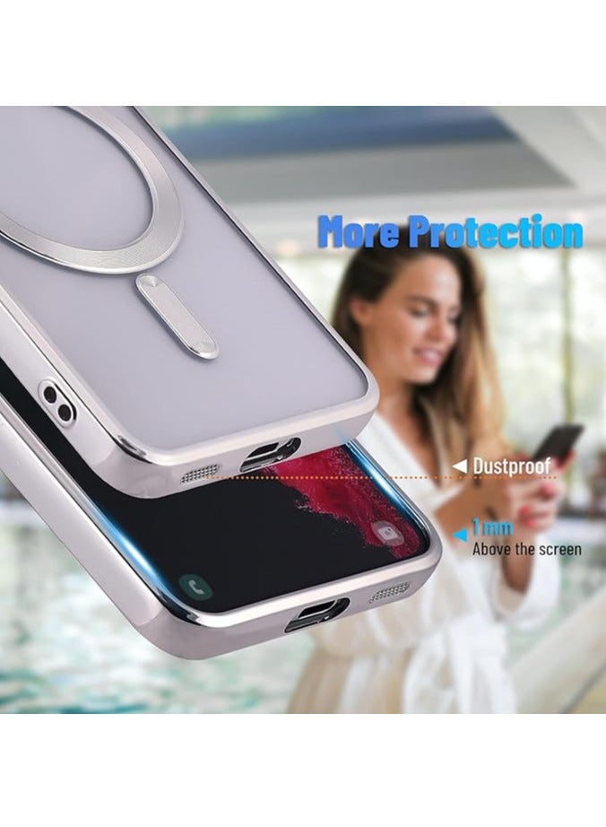 Compatible Galaxy S21 Plus Case with Camera Lens Protector (Compatible with MagSafe) Magnetic Anti-Scratch Shockproof Protective Samsung Galaxy S21+ Case for Women Men - Silver - Image 4