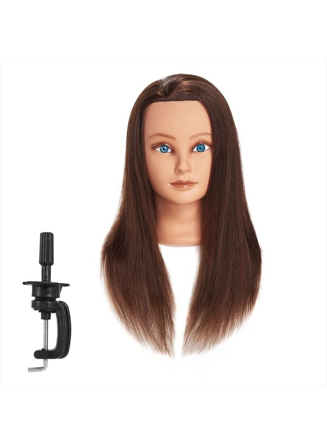 training head Traininghead 20-22" 100% Human hair Mannequin head Training Head Cosmetology Manikin Head Doll Head with free Clamp … - Image 1