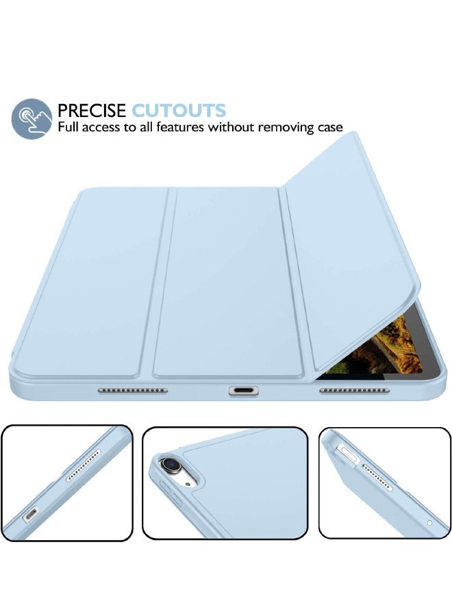 جراب واقٍ لجهاز iPad Air 5th Generation 2022 / iPad Air 4th Generation 2020 10.9 بوصة مع حامل أقلام رصاص ، يدعم معرف اللمس والاستيقاظ / النوم التلقائي ، جراب ذكي ثلاثي الطي (أزرق سماوي) - Image 4