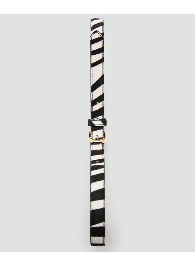 Mango Animal Print Leather Belt
