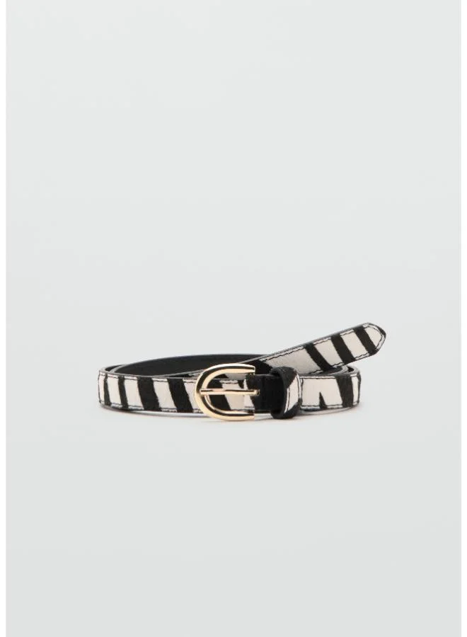 Mango Animal Print Leather Belt