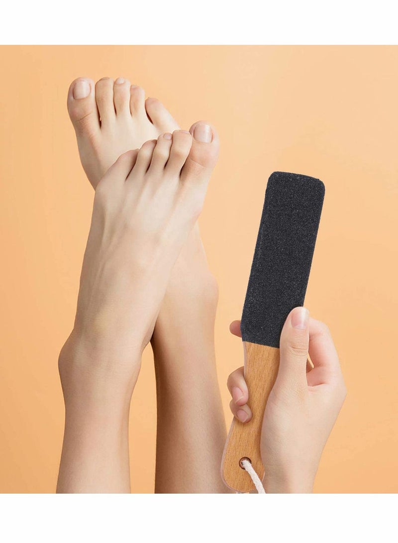 Foot File Callus Remover, 2 Pieces Foot Scrubber Professional Foot Care Wooden Handle Foot Scrubber Pedicure Immediately Reduces Calluses and Corns, for Dead Skin