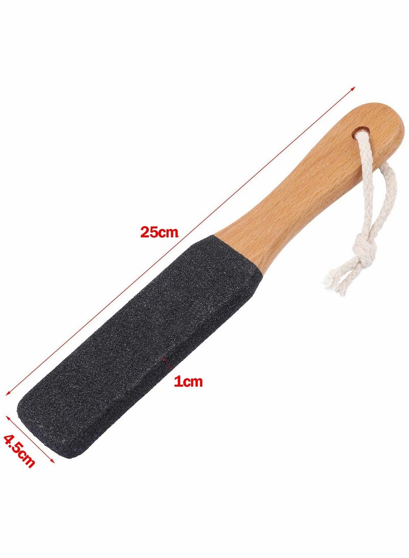 Foot File Callus Remover, 2 Pieces Foot Scrubber Professional Foot Care Wooden Handle Foot Scrubber Pedicure Immediately Reduces Calluses and Corns, for Dead Skin