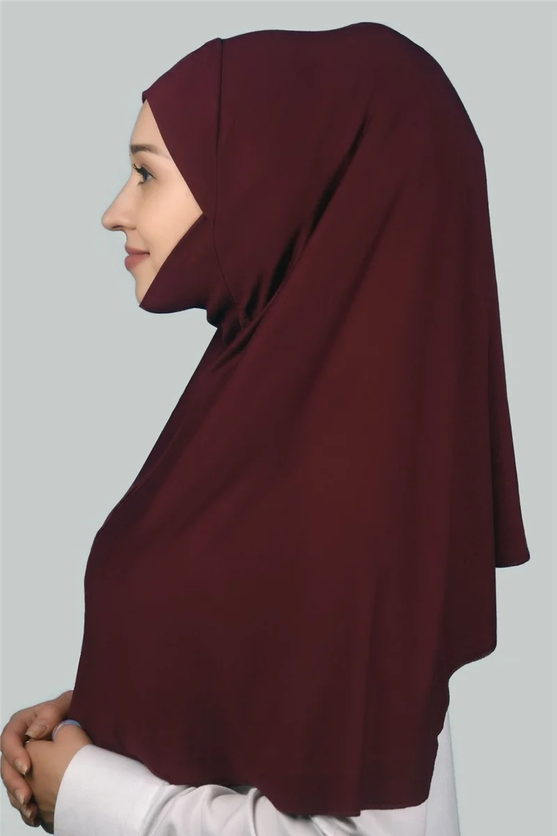 التوبة Ready-made Turban Practical Scarf with Veil Hijab with Nikap - Prayer Cover Soufflé (Xl) - Claret Red