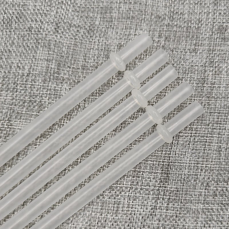 Direct Sales Lengthened 27Cm Transparent Buckle Hard Tube Pp Plastic Straight Tube Two-Color Thread Striped Straw Reusable - Image 3