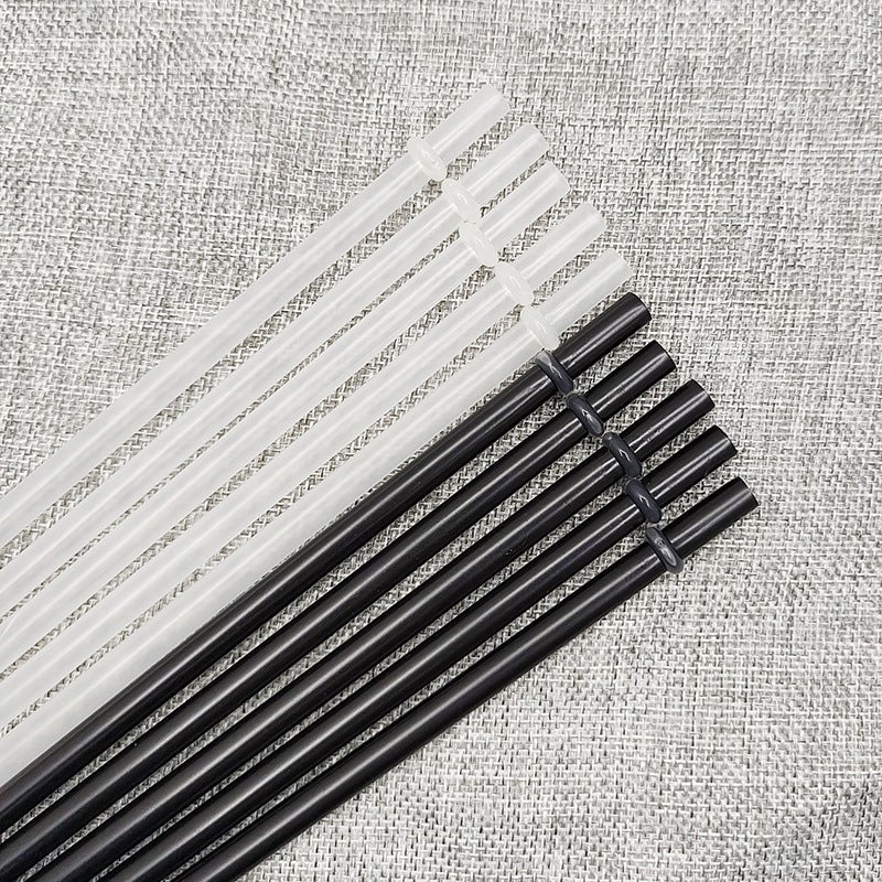 Direct Sales Lengthened 27Cm Transparent Buckle Hard Tube Pp Plastic Straight Tube Two-Color Thread Striped Straw Reusable - Image 2