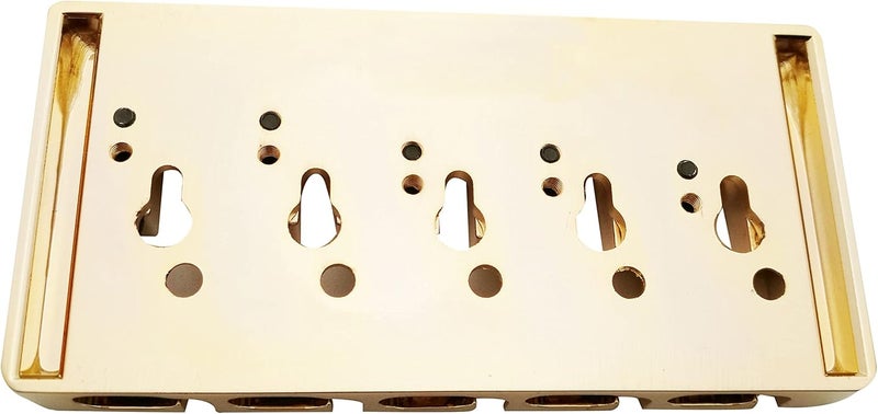 guyker 5 String Bass Bridge with Locking Zinc Saddles – Dual Load Type A Bridges String Space 19mm Replacement for Jazz Bass or Precision Electric Instruments (Golden) - Image 4
