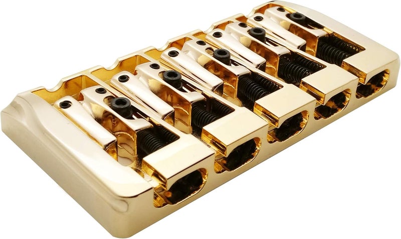 guyker 5 String Bass Bridge with Locking Zinc Saddles – Dual Load Type A Bridges String Space 19mm Replacement for Jazz Bass or Precision Electric Instruments (Golden) - Image 3