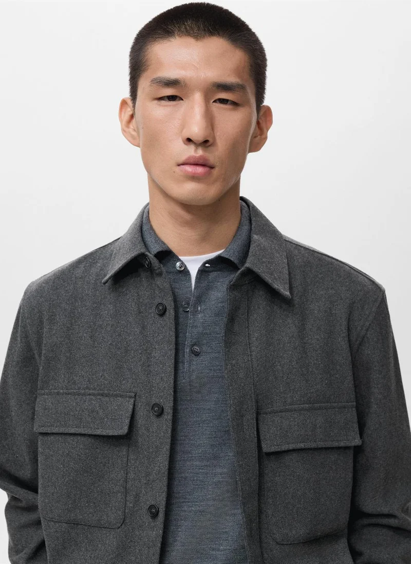 Mango Man  Wool Overshirt for Men | Best Price UAE