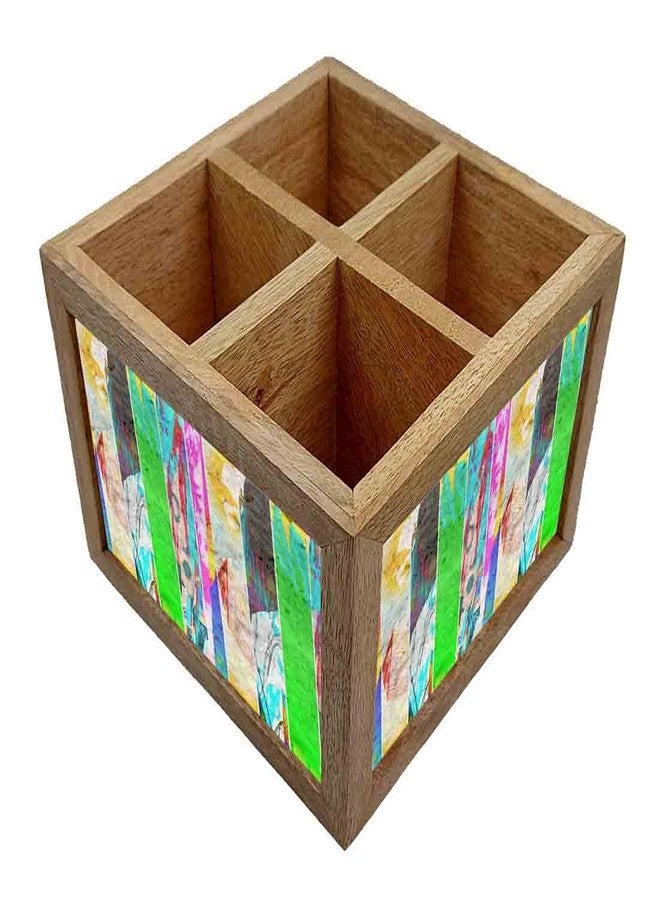 Nutcase Wooden Cutlery Stand Holder Silverware Caddy Spoons Forks Knives Organizer for Dining Table & Kitchen -Made in India-Spoons NOT Included - Mix Colors - Image 3