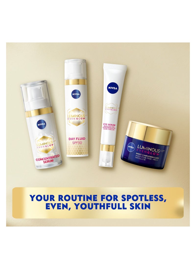 Nivea - NIVEA LUMINOUS 630 EVEN GLOW Anti Dark Spot bundle Face Fluid SPF 50 UVA and UVB Sun Protection 40ml and Anti Puffy Eyes Serum 15ml - Image 1