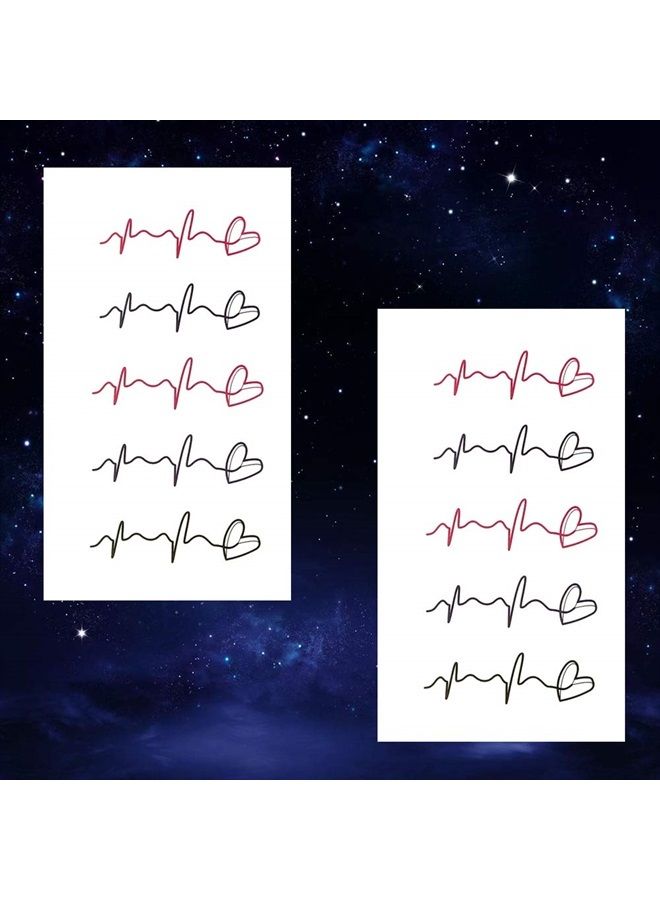 Oottati 2 Sheets Small Cute Temporary Tattoo Stickers Rose Heart Heartbeat suit for Kids Women - Image 2