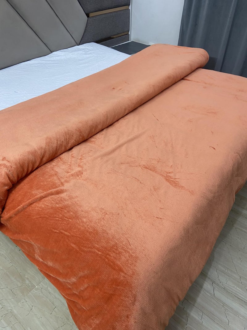 TIB Woolen Blanket Cover Double Bed | Duvet Cover King Size | Quilt Cover Double Bed with Zipper 300 GSM, 90x100, Orange - Image 2