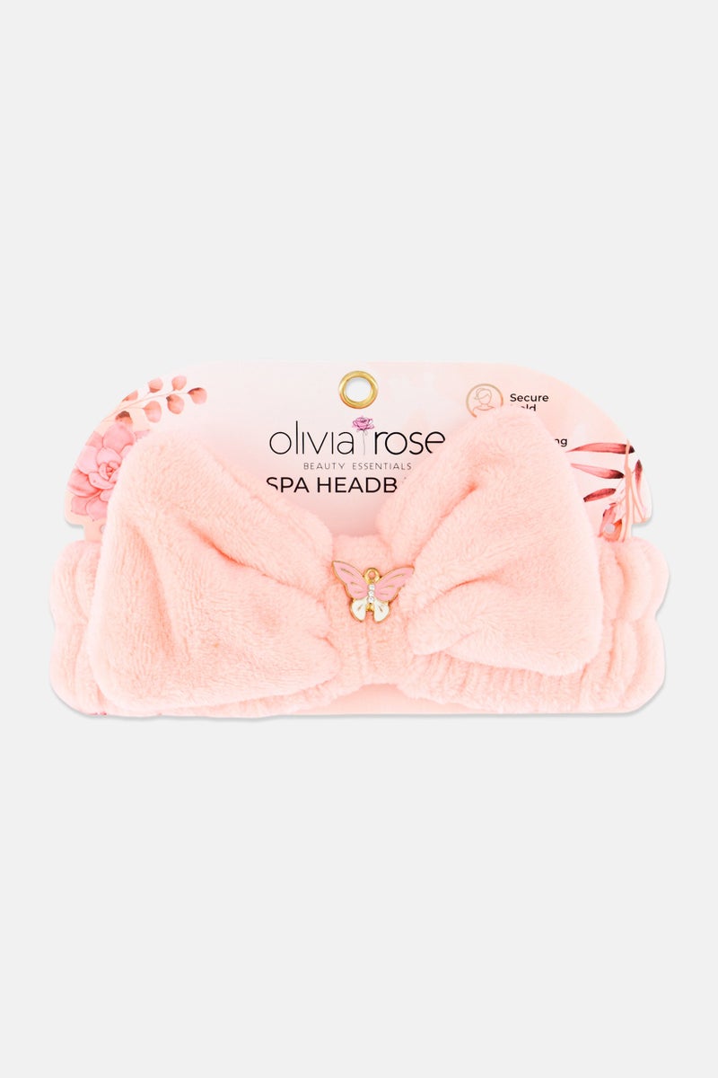 Olivia Rose رباط رأس سبا من الفرو، خوخي - Image 1