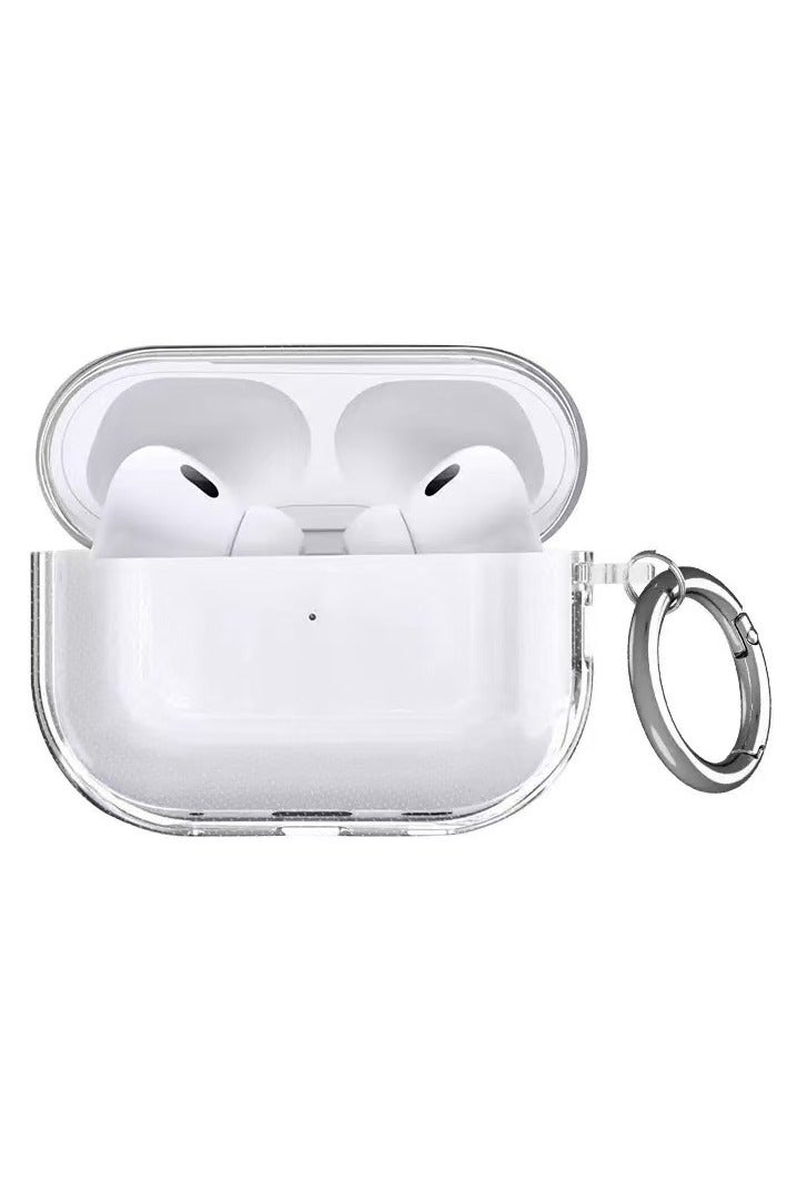DKNG Transparent case for Apple AirPods pro 3 [2025] Carabiner included, reduced yellowing, wireless charging, shockproof, full protection Headphone case compatible with Apple AirPods pro 3 (transparent) - Image 1