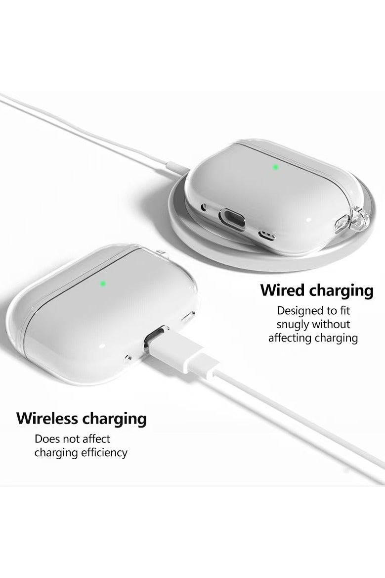 DKNG Transparent case for Apple AirPods pro 3 [2025] Carabiner included, reduced yellowing, wireless charging, shockproof, full protection Headphone case compatible with Apple AirPods pro 3 (transparent) - Image 2