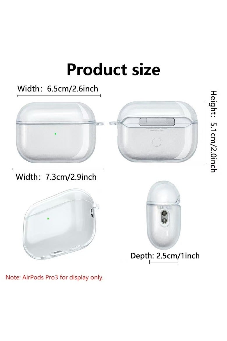 DKNG Transparent case for Apple AirPods pro 3 [2025] Carabiner included, reduced yellowing, wireless charging, shockproof, full protection Headphone case compatible with Apple AirPods pro 3 (transparent) - Image 4