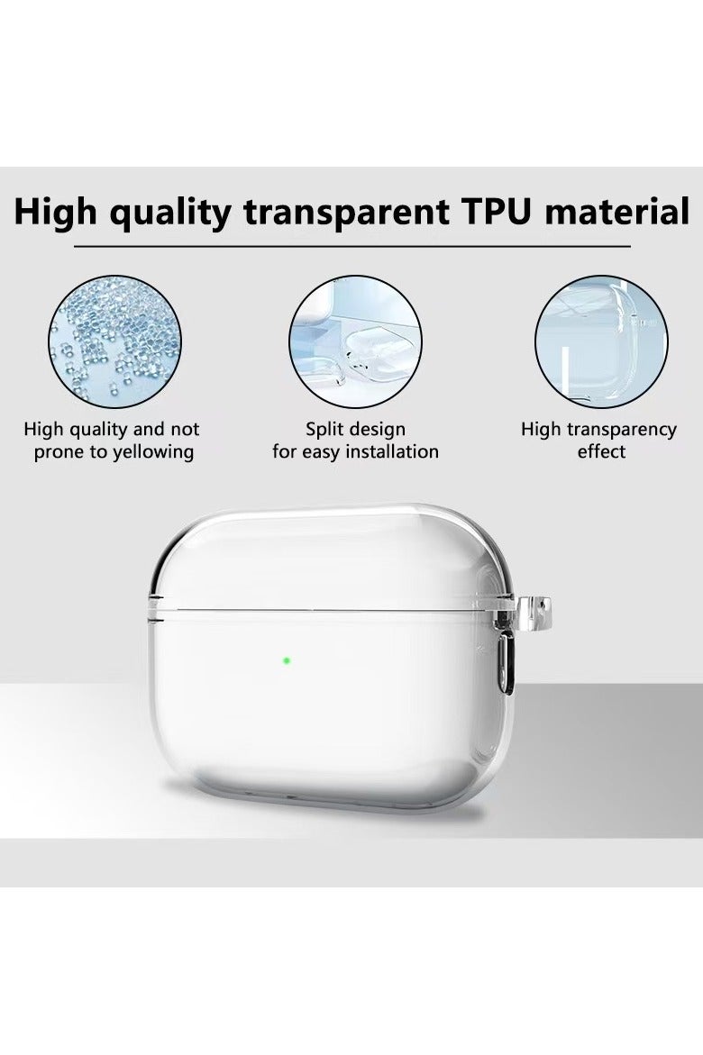 DKNG Transparent case for Apple AirPods pro 3 [2025] Carabiner included, reduced yellowing, wireless charging, shockproof, full protection Headphone case compatible with Apple AirPods pro 3 (transparent) - Image 5
