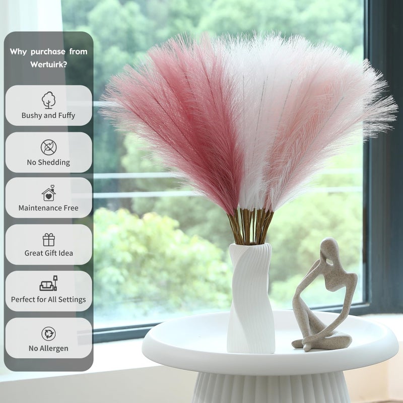 Wertuirk 30pcs Faux Pampas Grass - 24 Inch Pink Pampas Grass Home Decor, Artificial Colored Pompas Grass for Room Decor, Flower Arrangement, Wedding Centerpieces and Baby Shower Decorations - Image 3