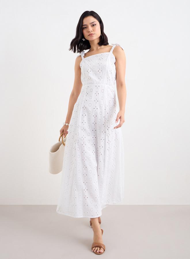 Styli Women Schiffli Cotton Maxi Dress - Image 1