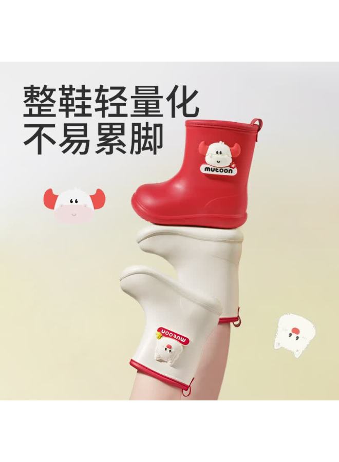 Mutong Kids Waterproof One-piece Rain Boots Cute Original Cartoon Toddler Water Shoes Panda Green 170