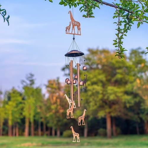 EZTZEN Giraffe Wind Chimes Outdoor Giraffe Gifts for WomenMenMomWifeGrandma Birthday Gifts Memorial Gift Metal WindChimes for OutsideIndoors Lawn Patio Home Porch Yard Decor Garden Decorations - Image 3