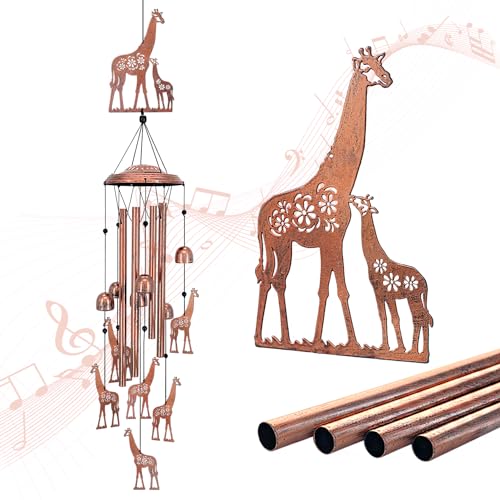 EZTZEN Giraffe Wind Chimes Outdoor Giraffe Gifts for WomenMenMomWifeGrandma Birthday Gifts Memorial Gift Metal WindChimes for OutsideIndoors Lawn Patio Home Porch Yard Decor Garden Decorations - Image 1