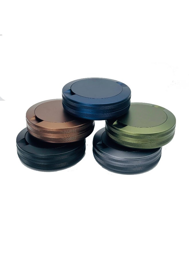 Premium CNC Aluminum Alloy Portable Ashtray & Storage Can – Knurled Metal Box, Smell-Proof 3-Layer Snus/Pouch Holder, Car Ashtray & Pocket Organizer (70mm) | 5 Colors: Black, Gunmetal, Dark Blue, Military Green, Copper - Image 1