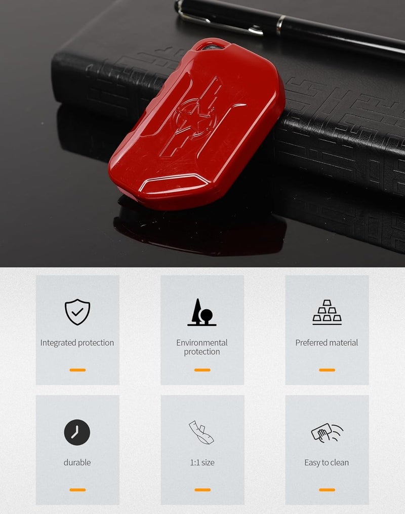 Hoolcar Key Fob Cover Case Key Holder Shell Remote Control Smart Key Fob Protector Compatible with Jeep Wrangler JL JLU & Gladiator JT 2018-2025, Red - Image 5
