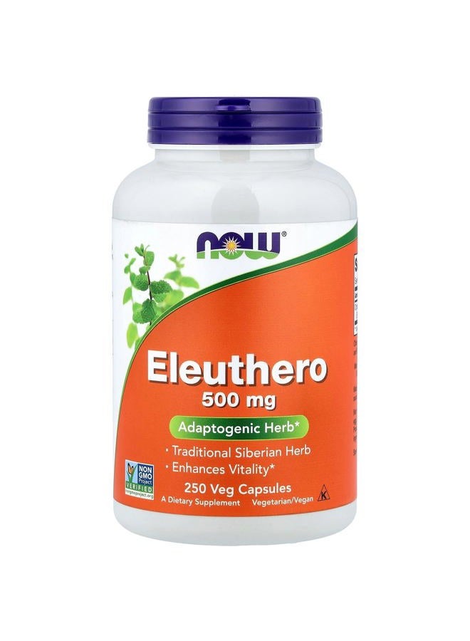 now Foods, Eleuthero, 500 mg, 250 Veg Capsules - Image 1