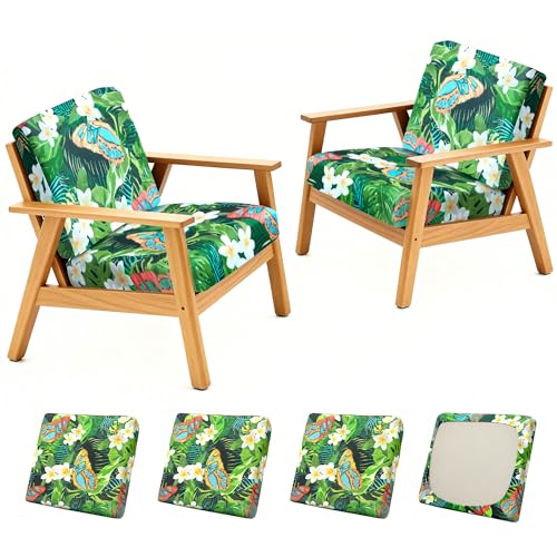 BIETYONE 4Pcs Patio Stretch Cushion CoversOutdoor Sofa Replacement Cover Slipcovers for Patio Furniture Cushion Covers Washable Reusable Furniture Protector - Image 1