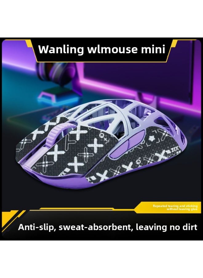 Generic - Mouse Anti-slip Stickers Wl Wanling Mini Flower Beast Mini Special Stickers Sweat-absorbent Sweat-proof Protection Side Key Printing Film-Color:[Half Pack] Black And Gold Printed One Piece [send Cleaning Cotton]] - Image 1