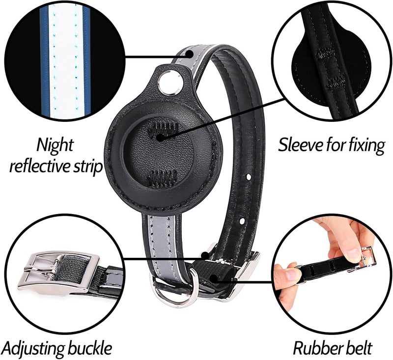 PINKE Reflective Cat Collar for AirTag, Lightweight Detachable Tracker Cat Collar with AirTag Holder, Anti-lost Collars, Adjustable PU Material, Suitable for Female Cats, Male Cats, Kittens and Puppie - Image 5