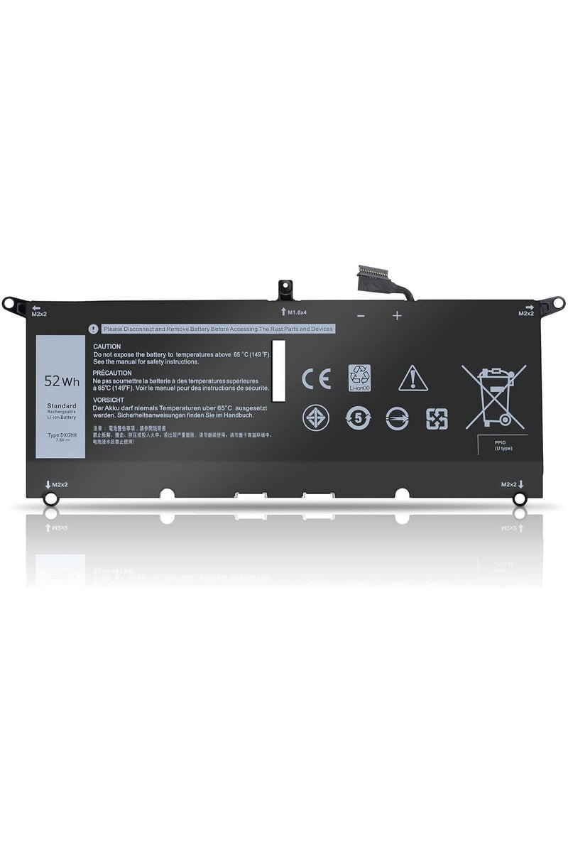 Lynacz Original DXGH8 Replacement Laptop Battery Compatible with Dell XPS 13 Models 9305, 9370, 9380, 7390, 7490, 7391 2-in-1, Inspiron 5390, 5391, 7400 52Wh 6840mAh | Part Numbers 0DXGH8, H754V, G8VCF, P82G, P130G, P1155G - Image 1