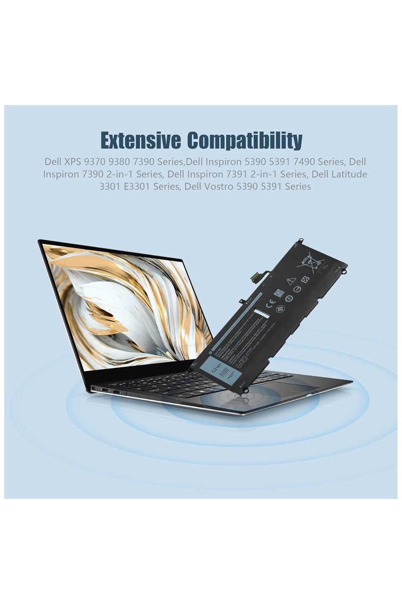 Lynacz Original DXGH8 Replacement Laptop Battery Compatible with Dell XPS 13 Models 9305, 9370, 9380, 7390, 7490, 7391 2-in-1, Inspiron 5390, 5391, 7400 52Wh 6840mAh | Part Numbers 0DXGH8, H754V, G8VCF, P82G, P130G, P1155G - Image 5
