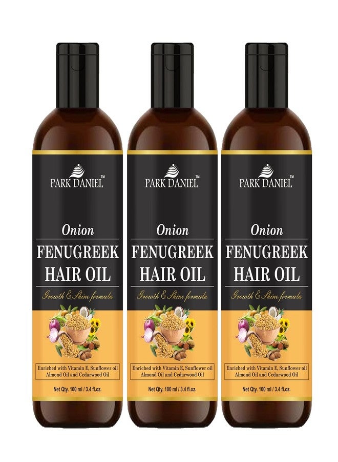 Park Daniel Premium Onion Fenugreek Hair Oil Enriched With Vitamin E - For Hair Growth & Shine Combo Pack 3 Bottle of 100 ml(300 ml) - Image 1