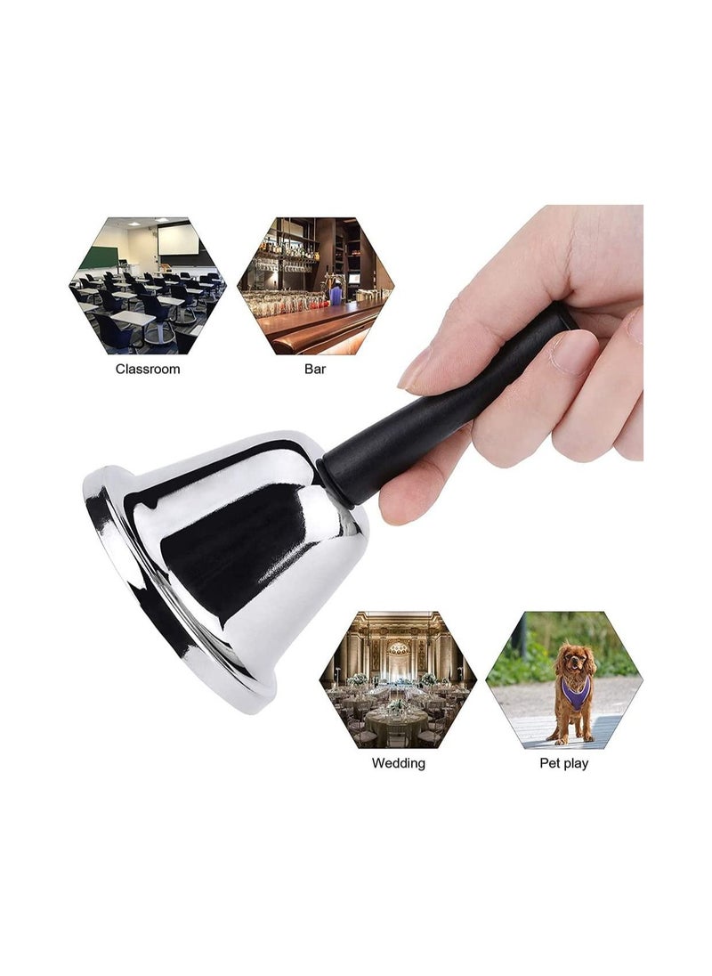 Excefore - Loud Hand Bell, Silver Steel Hand Bells for Adults, Dinner Bells for Inside Classroom Bell, for Food Line, Alarm, Jingles, Ringing - Image 1