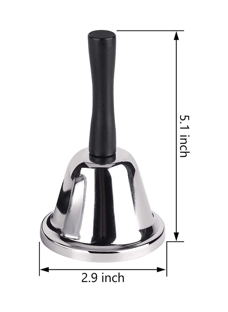 Excefore - Loud Hand Bell, Silver Steel Hand Bells for Adults, Dinner Bells for Inside Classroom Bell, for Food Line, Alarm, Jingles, Ringing - Image 1
