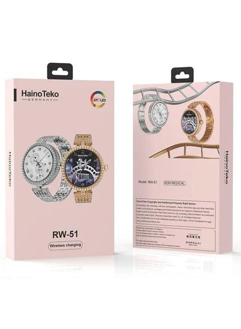 Haino Teko RW-51 Smartwatch for Girls & Women – Sleek Modern Design, Bluetooth Connectivity, Android Compatible, Fitness Tracker, Heart Rate & Sports Mode, Waterproof – Gold - Image 3