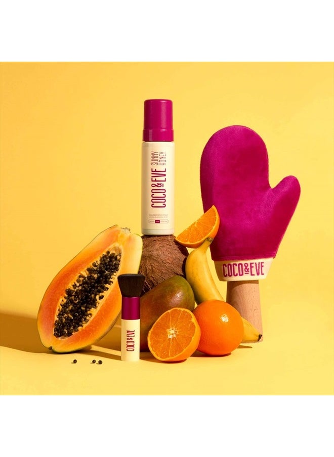 COCO & EVE Sunny Honey Bali Bronzing Bundle (Medium). All Natural Sunless Tanning Mousse. Instant Self Tanning Lotion with Bronzer, Mitt Applicator and Kabuki Brush.  - Image 2