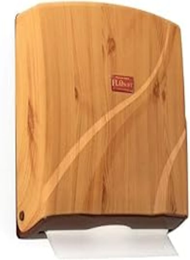 Flosoft Towel Dispenser, Plastic Wall Mounted 300 Z-Katlama Tissue Dispenser for Bathroom, New Superior Design, Wooden