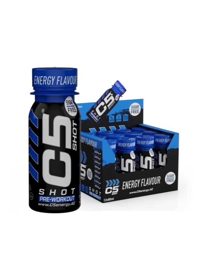C5 Energy Pre-Workout Shot 80ml Energy Flavor – Pack of 12 - Image 1