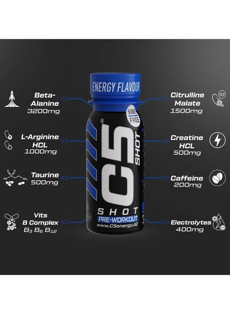 C5 Energy Pre-Workout Shot 80ml Energy Flavor – Pack of 12 - Image 3