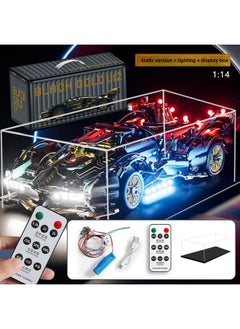 Cyberpunk Lamborgan Green Cow Building Blocks Black Samurai V12 Remote Control Car Boy Assembled Toy Car-Color:Container Version Black Gold V12 Light + Display Box