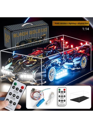 Cyberpunk Lamborgan Green Cow Building Blocks Black Samurai V12 Remote Control Car Boy Assembled Toy Car-Color:Container Version Black Gold V12 Light + Display Box - pzsku/Z8723B4D025C36BAD6AFAZ/45/1745582748/c09a45f4-4637-4f85-a90d-35a0d941690f